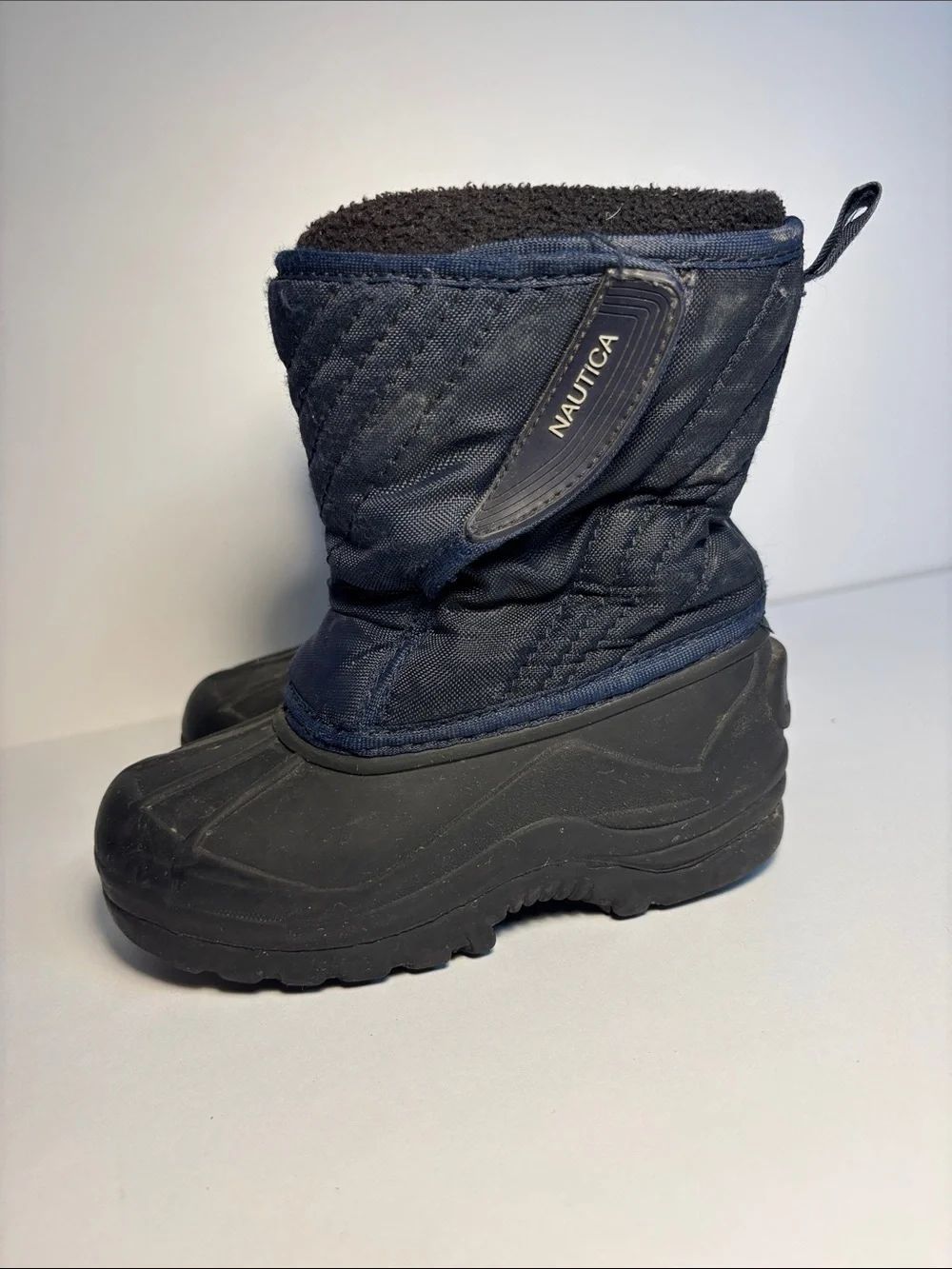 Nautica Navy Quilted Kids Winter Boots